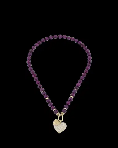 Sydney Evan 14K Gold Luxe Heart Ruby Bead Combo Necklace | Thumbnail 2 Sydney Evan 14K Gold Luxe Heart Ruby Bead Combo Necklace | Thumbnail 2
