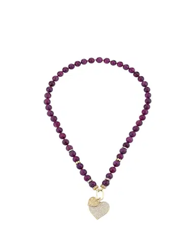 Sydney Evan 14K Gold Luxe Heart Ruby Bead Combo Necklace | Thumbnail 1 Sydney Evan 14K Gold Luxe Heart Ruby Bead Combo Necklace | Thumbnail 1