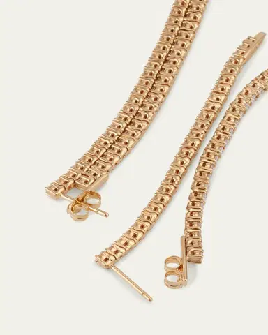 Lana 14K Gold Flawless Graduating Tennis Front to Back Long Linear Earrings, 88mm | Thumbnail 4 Lana 14K Gold Flawless Graduating Tennis Front to Back Long Linear Earrings, 88mm | Thumbnail 4