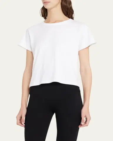 LESET Margo Short-Sleeve Cotton Crewneck Tee | Thumbnail 4