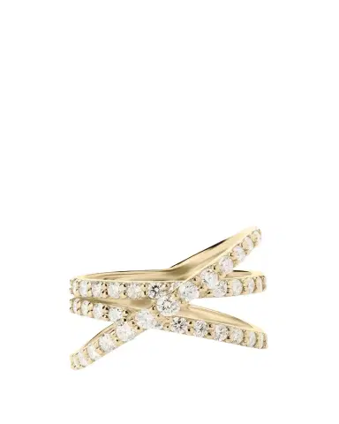Lana 14K Gold Graduating Diamond Criss Cross Ring | Thumbnail 1