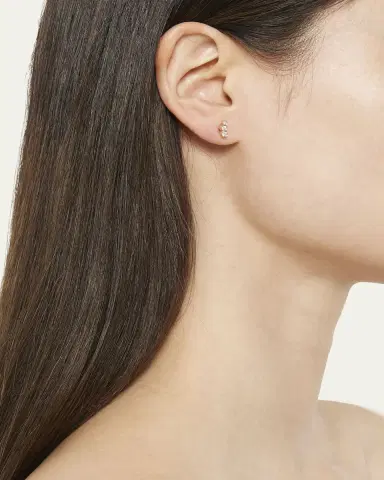 Sophie Bille Brahe Croissant 18K Yellow Gold 3-Diamond Earring, Single, Right | Thumbnail 2 Sophie Bille Brahe Croissant 18K Yellow Gold 3-Diamond Earring, Single, Right | Thumbnail 2