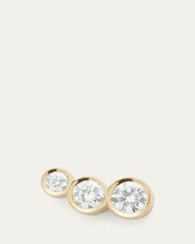 Sophie Bille Brahe Croissant 18K Yellow Gold 3-Diamond Earring, Single, Right | Thumbnail 3 Sophie Bille Brahe Croissant 18K Yellow Gold 3-Diamond Earring, Single, Right | Thumbnail 3