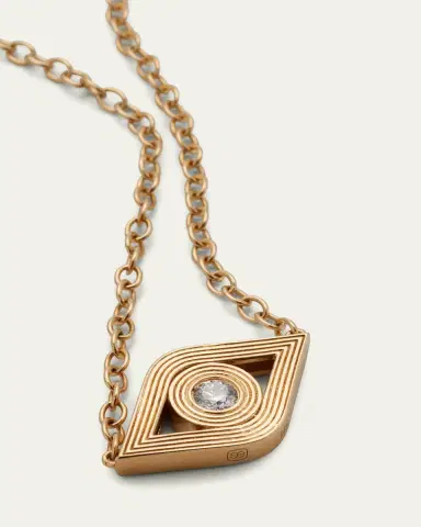 Sydney Evan 14K Gold Chain Fluted Evil Eye Diamond Necklace | Thumbnail 3