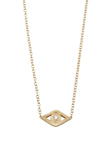 Sydney Evan 14K Gold Chain Fluted Evil Eye Diamond Necklace | Thumbnail 1