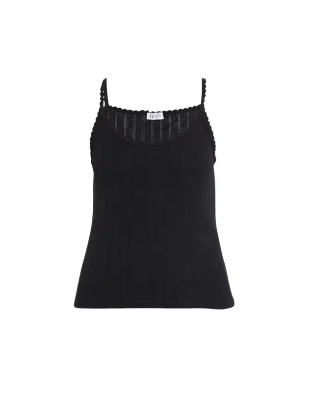 Cotton Pointelle Scalloped Tank Top
