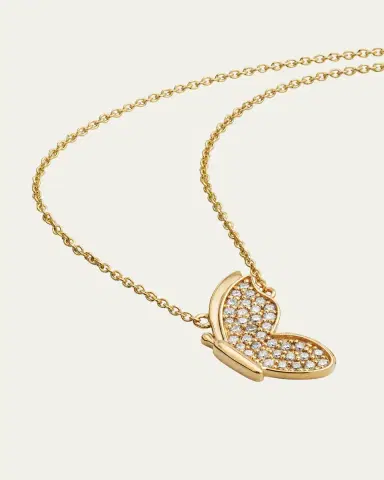Sydney Evan 14K Gold Diamond Pavé In Flight Butterfly Necklace | Thumbnail 3 Sydney Evan 14K Gold Diamond Pavé In Flight Butterfly Necklace | Thumbnail 3