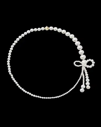 Sophie Bille Brahe Peggy Rosette Graduated Freshwater Pearl Necklace with Bow | Thumbnail 2
