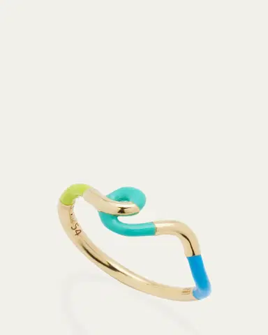 Bea Bongiasca Wow Mini Snake Ring with Lime Green and Mint Enamel | Thumbnail 3