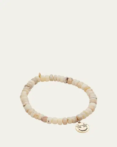 Sydney Evan Opal Beaded Bracelet with 14K Gold Diamond Happy Face Charm | Thumbnail 4 Sydney Evan Opal Beaded Bracelet with 14K Gold Diamond Happy Face Charm | Thumbnail 4