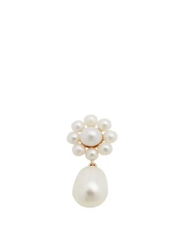 Sophie Bille Brahe Chambre de Fleur Freshwater Pearl Flower and Drop Earring in 14K Yellow Gold, Single