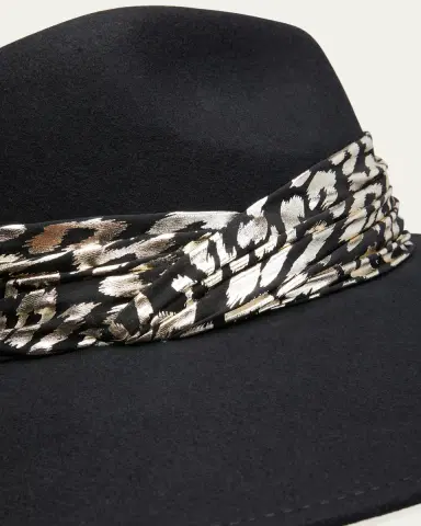Eugenia Kim Emmanuelle Wool Fedora Hat w/ Metallic Leopard-Print Band | Thumbnail 2