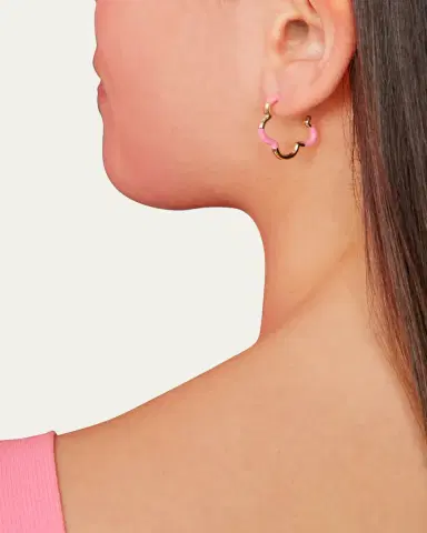 Bea Bongiasca Bubble Gum Pink Enamel Mini Earrings | Thumbnail 2