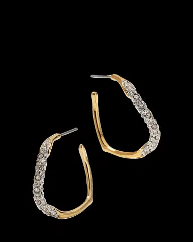 ALEXIS BITTAR Medium Two-Toned Pave Hoop Earrings | Thumbnail 2