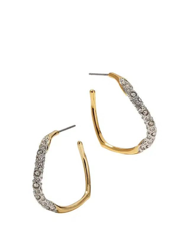 ALEXIS BITTAR Medium Two-Toned Pave Hoop Earrings