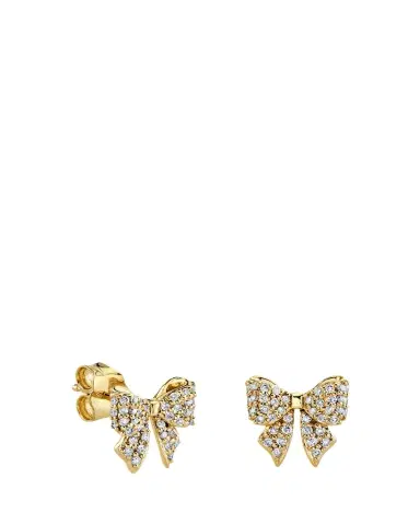 Sydney Evan 14K Yellow Gold Pave Diamond Bow Stud Earrings | Thumbnail 1