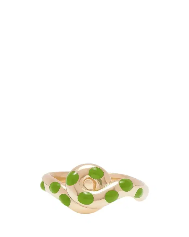 Bea Bongiasca 9K Gold Chunky Wave Polka Dot Enamel Ring