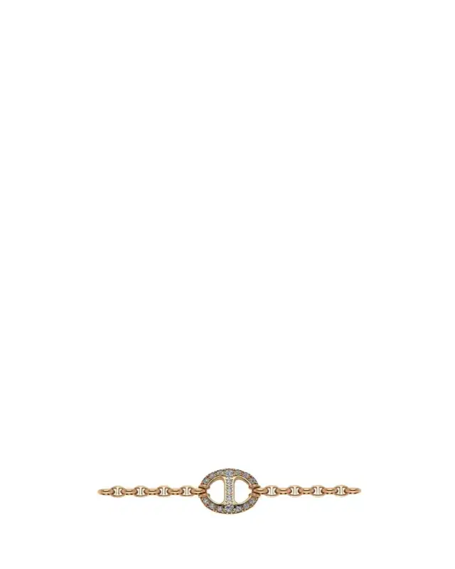 18k Rose Gold Chain Bracelet with White Diamond Station