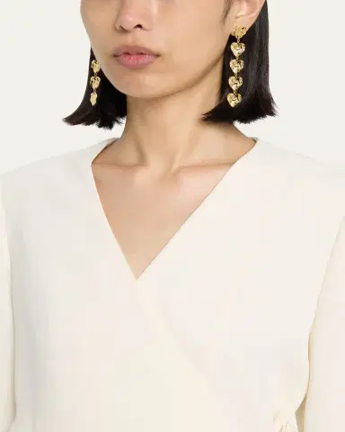 Oscar de la Renta Crushed Heart Vertical Drop Earrings | Thumbnail 2