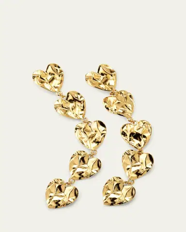 Oscar de la Renta Crushed Heart Vertical Drop Earrings | Thumbnail 3