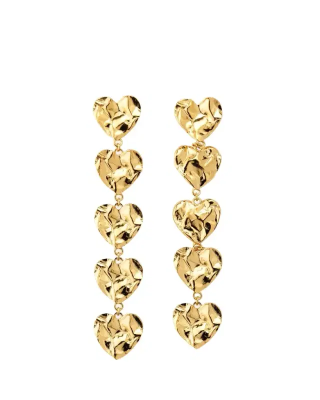 Oscar de la Renta Crushed Heart Vertical Drop Earrings
