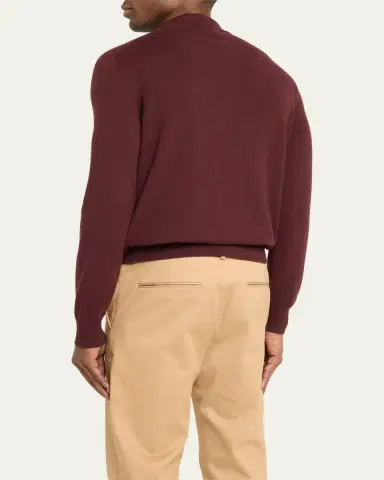 Loro Piana Men's Vicuna Wool Polo Sweater | Thumbnail 3