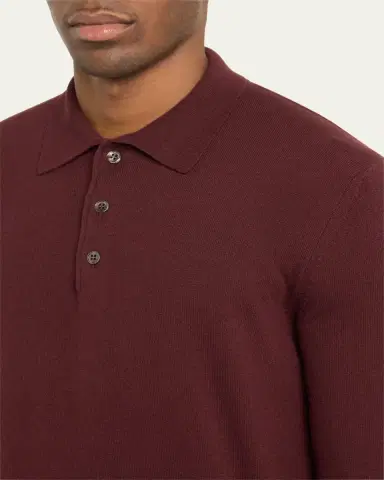 Loro Piana Men's Vicuna Wool Polo Sweater | Thumbnail 5