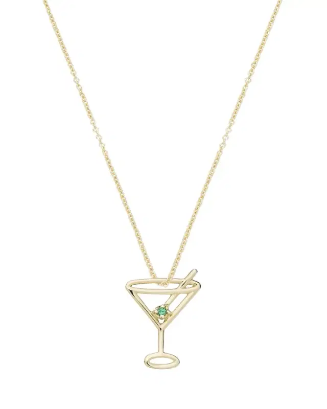 9k Yellow Gold Martini Esmeralda Necklace