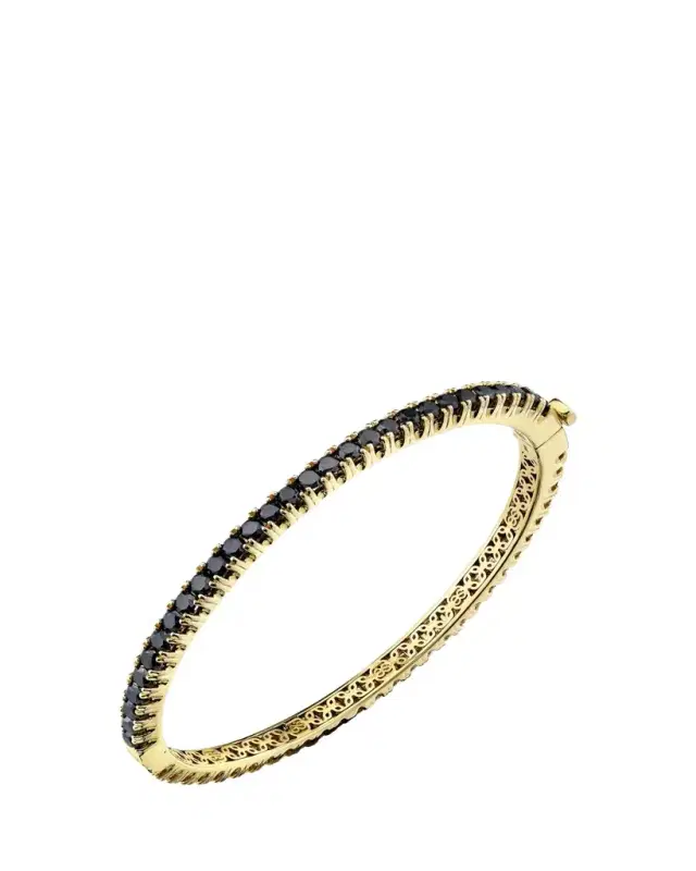 14K Yellow Gold Large Double Sided Pave Diamond Bangle
