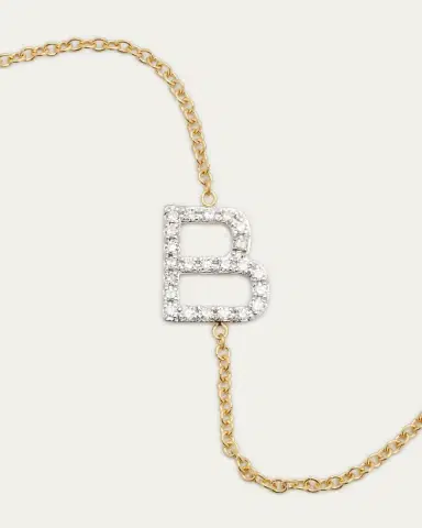 Zoe Lev Jewelry Diamond Asymmetrical Initial Necklace, B | Thumbnail 3