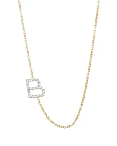 Zoe Lev Jewelry Diamond Asymmetrical Initial Necklace, B | Thumbnail 1