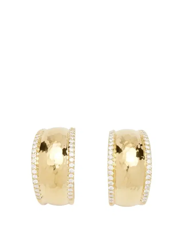 18K Stardust Goddess Hammered Dome Huggie Earrings