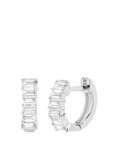 EF Collection 14K Gold Baguette Diamond Huggie Earrings | Thumbnail 1