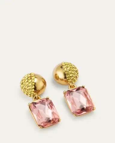 Oscar de la Renta Half Pave Crystal Drop Earrings | Thumbnail 3