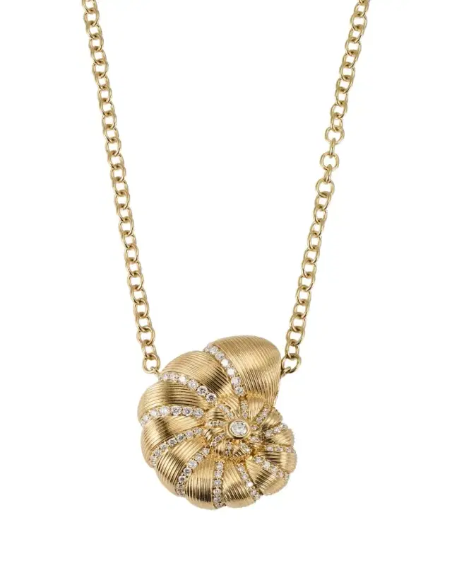 Sydney Evan 14K Fluted Nautilus Shell Necklace