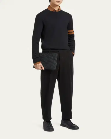 ZEGNA Men's Signifier Stripe Crewneck Sweater | Thumbnail 2
