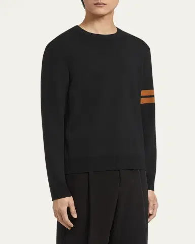 ZEGNA Men's Signifier Stripe Crewneck Sweater | Thumbnail 4