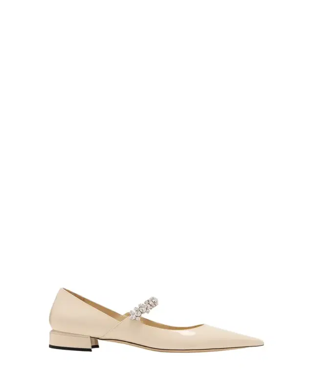 Jimmy Choo Bing Patent Crystal-Strap Ballerina Flats