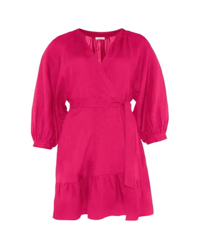Aimant Mini Linen Wrap Dress