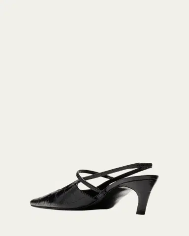 Toteme Sharp Croco Slingback Pumps | Thumbnail 4