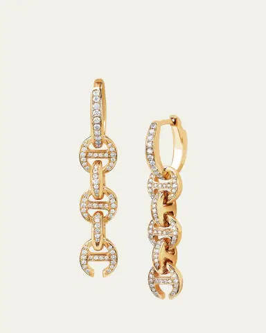 Hoorsenbuhs 18K Yellow Gold 5 Link Pave Drip Earrings with White Diamonds | Thumbnail 2