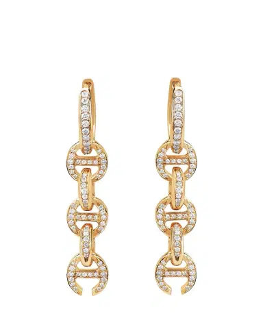 Hoorsenbuhs 18K Yellow Gold 5 Link Pave Drip Earrings with White Diamonds | Thumbnail 1