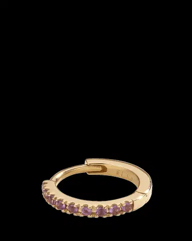 Pamela Love 14k Yellow Gold Pave Amethyst 8mm Huggie Hoop Earring, Single | Thumbnail 2 Pamela Love 14k Yellow Gold Pave Amethyst 8mm Huggie Hoop Earring, Single | Thumbnail 2