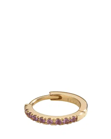 Pamela Love 14k Yellow Gold Pave Amethyst 8mm Huggie Hoop Earring, Single | Thumbnail 1 Pamela Love 14k Yellow Gold Pave Amethyst 8mm Huggie Hoop Earring, Single | Thumbnail 1