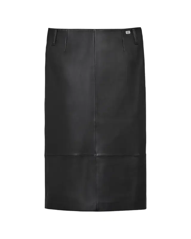 Leather Slim Pencil Midi Skirt