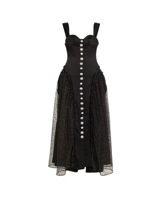 HARBISON Soft Storm II Silk Bustier Maxi Dress