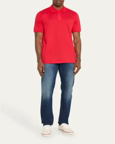 Kiton Men's Cotton Pique Polo Shirt | Thumbnail 2