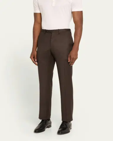 Kiton Men's Textured Brown Suit Trousers | Thumbnail 4 Kiton Men's Textured Brown Suit Trousers | Thumbnail 4