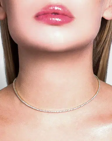 Lana 14K Gold Diamond Tennis Necklace, 15"L | Thumbnail 3