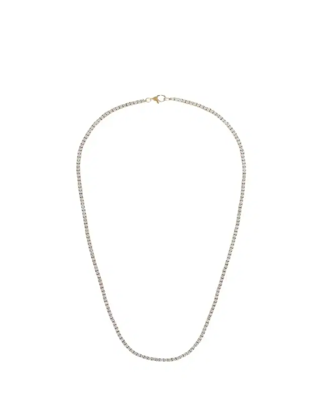 14K Gold Diamond Tennis Necklace, 15"L